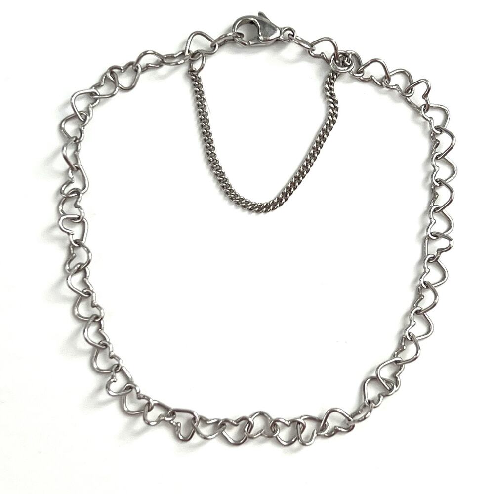James Avery Stamped Sterling Silver Small 6 5/8 Connected Hearts Charm Bracelet